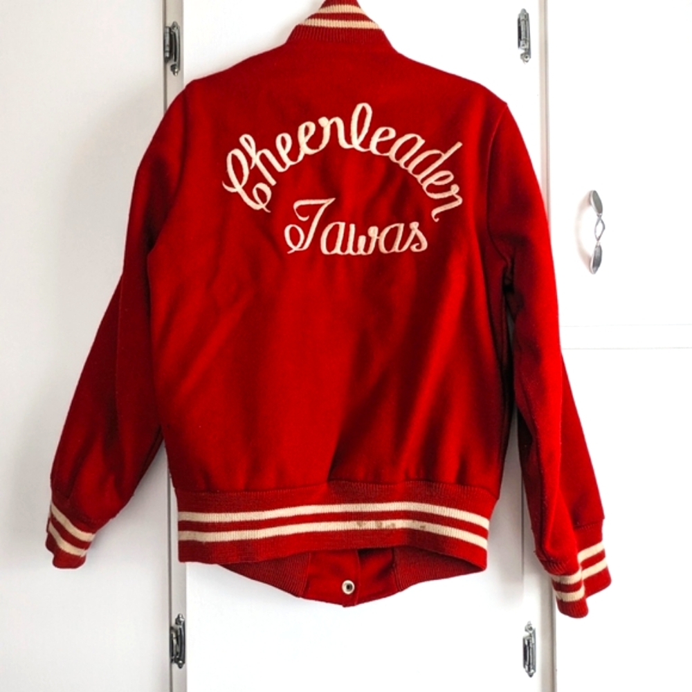 Vintage Cheerleader Varsity Wool Jacket - Red